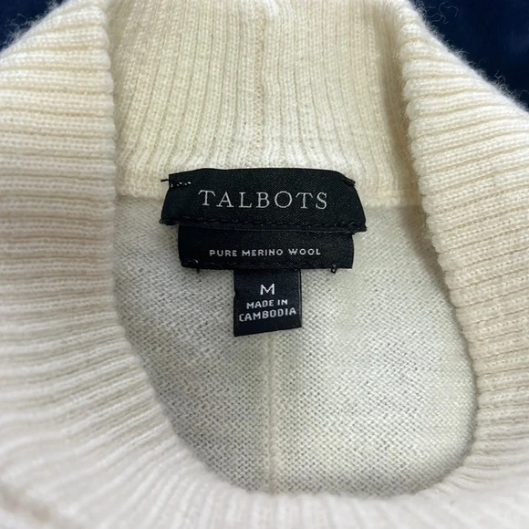 Talbots Pure Marino Wool Ivory oversized Long Sleeve Cowl Neck Sweater size Med - Picture 7 of 7